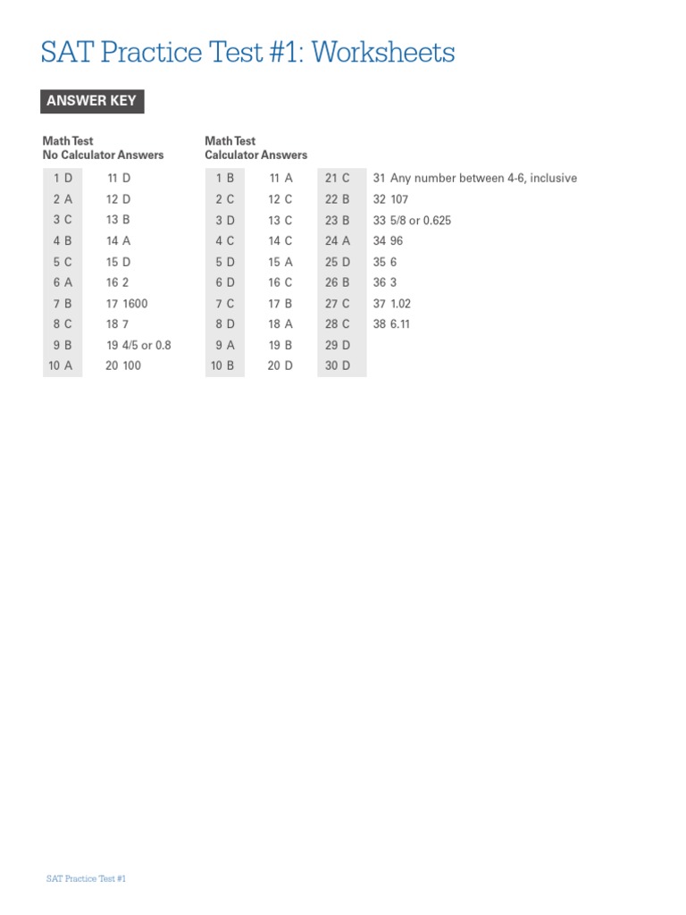 Sat Test 1 Math Answers And Explanations Pdf Triangle Sine