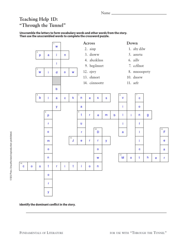 Teaching Help 1D: "Through The Tunnel": Across Down | PDF