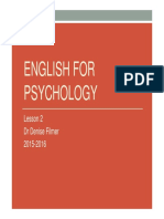English For Psychology: Lesson 2 DR Denise Filmer 2015-2016