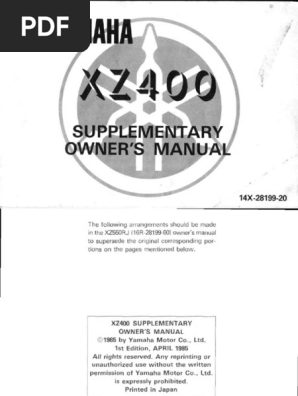 XZ400 (14X) Owners Manual | PDF | Ignition System | Clutch