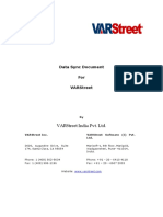 Data Sync Document For Varstreet: Varstreet India Pvt. LTD