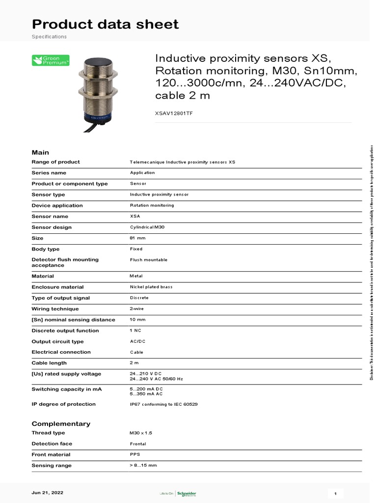 Inductive and Capacitive Sensors XS & XT - XSAV12801TF | PDF ...