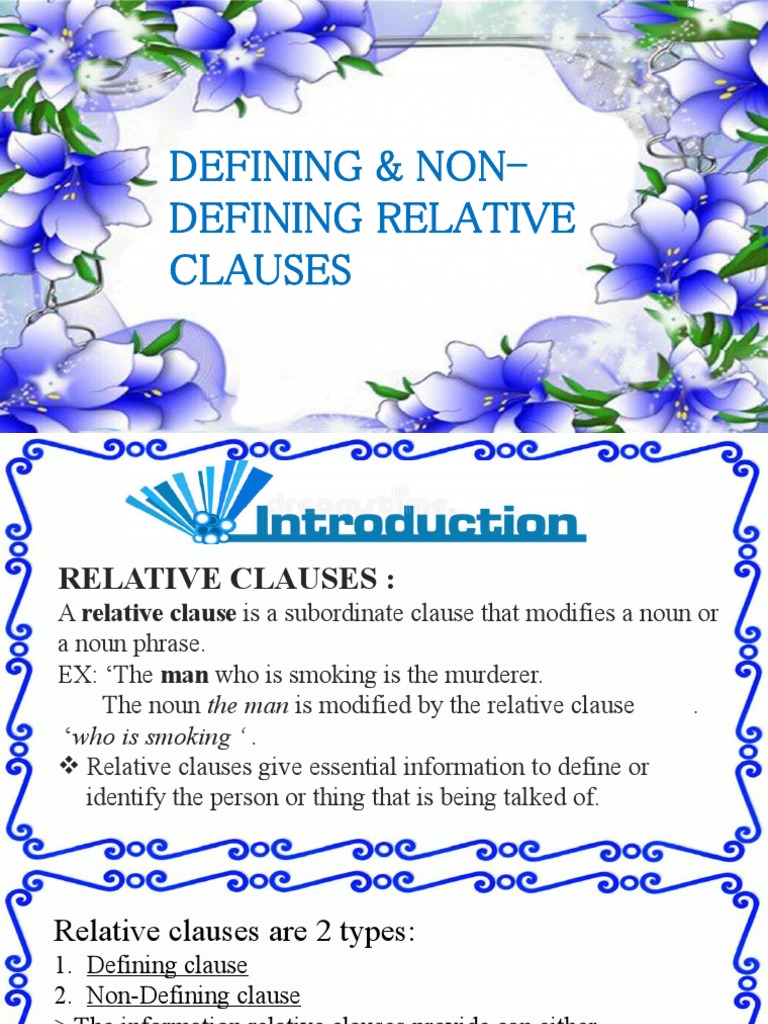 Defining & Non-Defining Relative Clauses | PDF | Clause | Pronoun