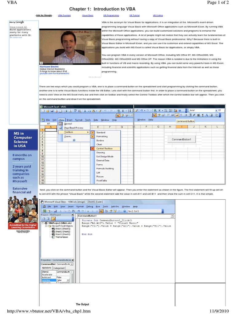 Introduction to VBA Programming Basics | PDF | Visual Basic For ...