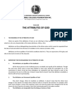 Lesson 4 Handout The Attributes of God