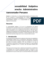 La Responsabilidad Subjetiva en El Derecho Administrativo Sancionador Peruano. Christian Cossio Perales