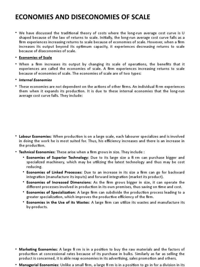 Economies and Diseconomies of Scale | PDF | Economies Of Scale ...