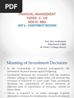 Unit 6 - Investment Decisions