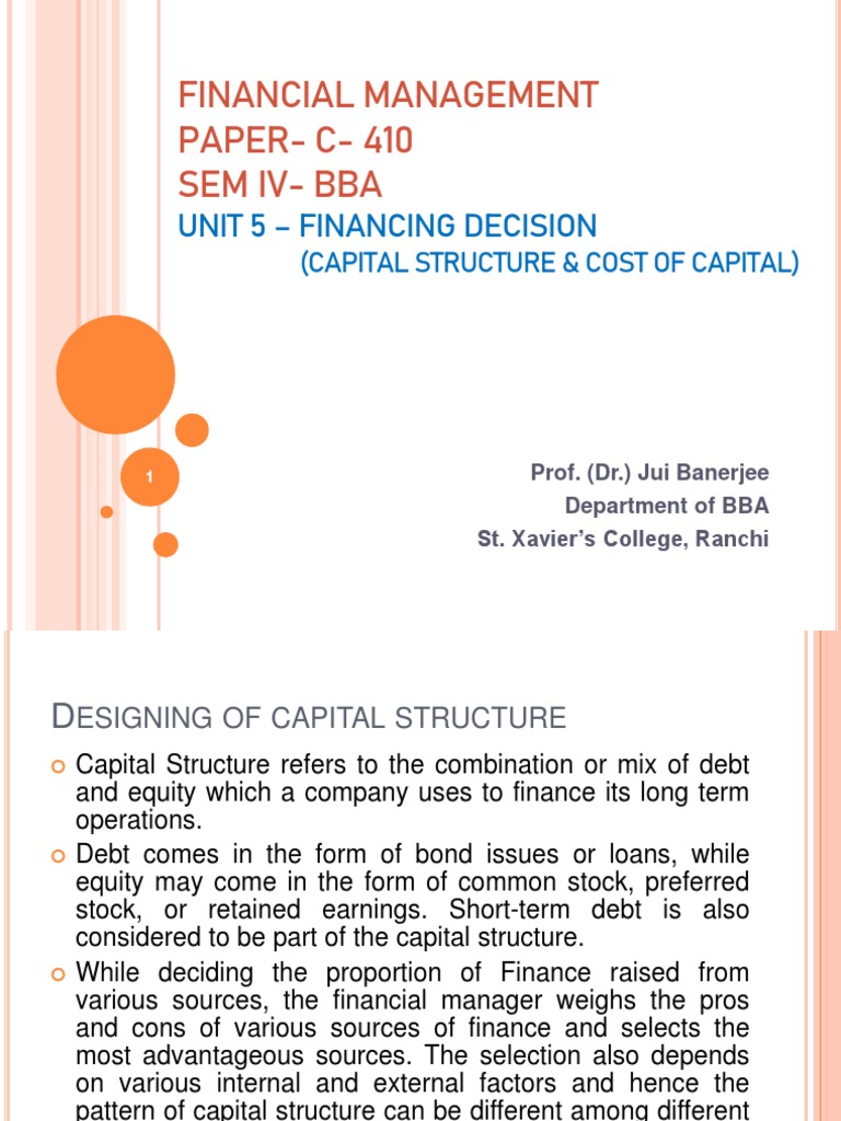 Unit 5 (A) - Financing Decision | PDF | Cost Of Capital | Dividend