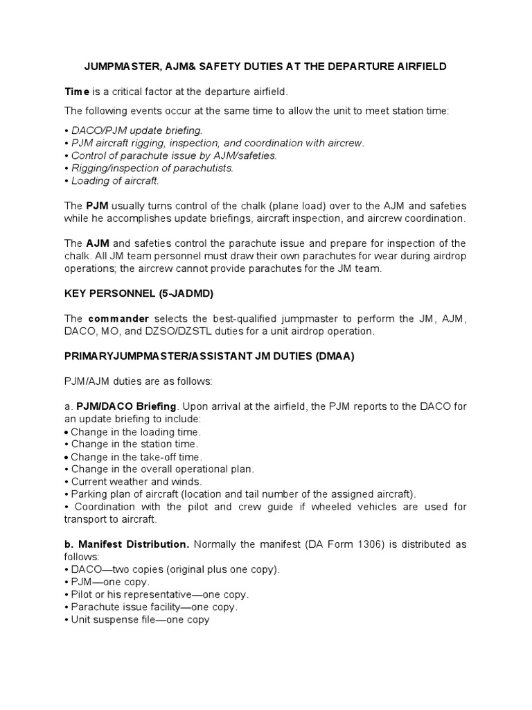 Jumpmaster Duties at Departure Airfield | PDF | Parachute | Parachuting