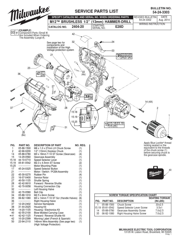 54-24-3303 Milwaukee Service Manual | PDF | Electrical Connector ...