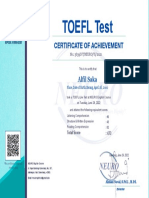 Toefl Test: Certificate of Achievement