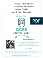Every Topic on the Edexcel 2022 Advanced Information Practice Booklet Paper 1 (Non-Calculator) Higher Tier