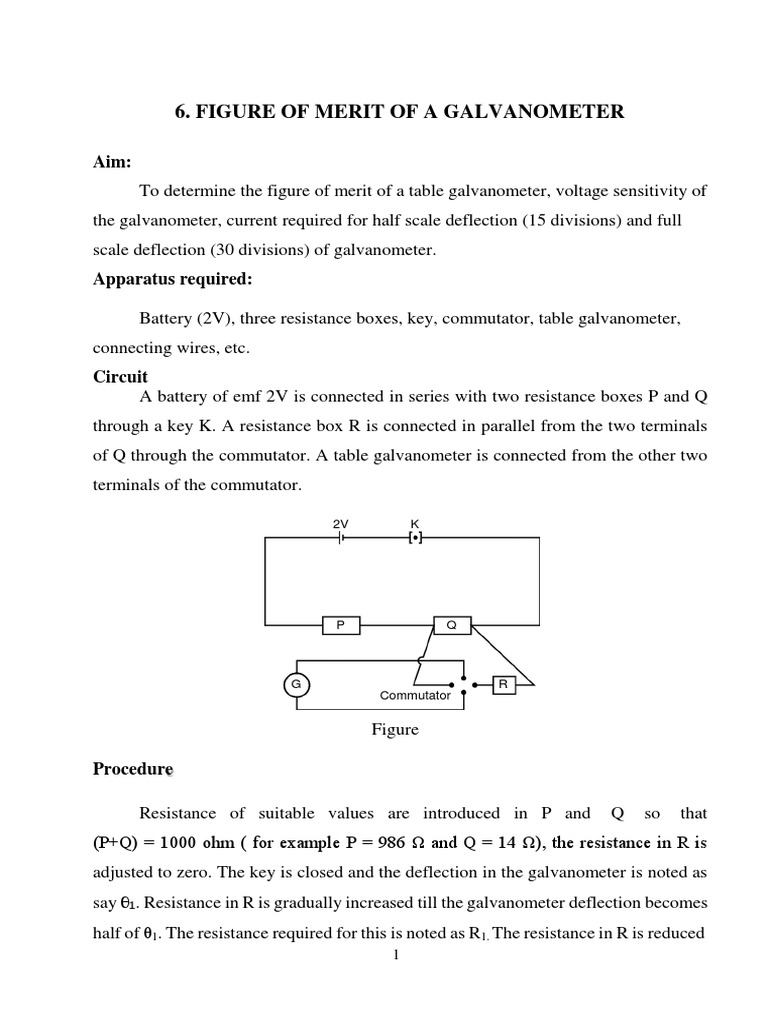 Set1 - Figure of Merit of A Galvanometer | PDF | Electrical Resistance ...
