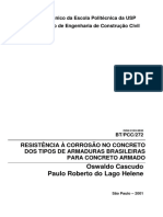 Corrosão CASCUDO e HELENE (2001) Resist a corr no concr dos tipos de arm Brasileiras