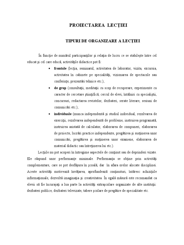 Tipuri de Lectii | PDF