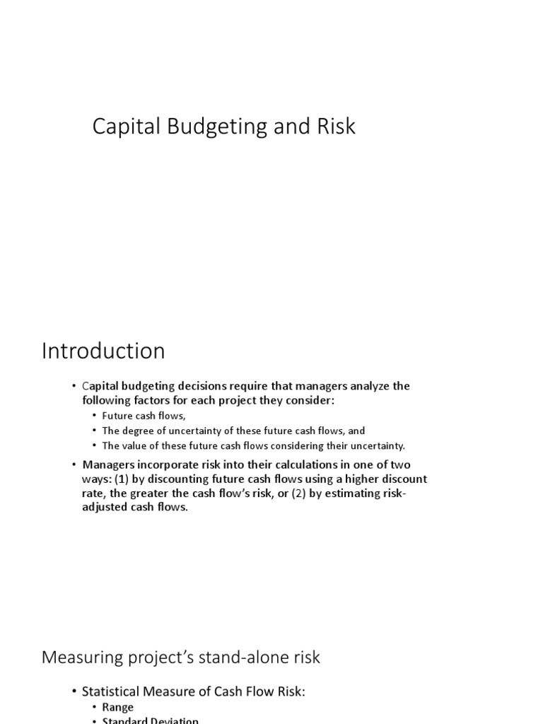 Capital Budgeting Risk Analysis | PDF | Net Present Value | Risk