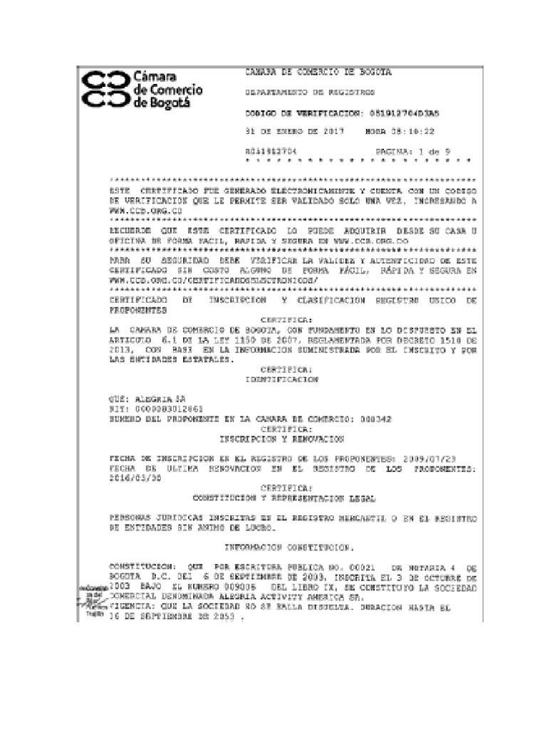 Registro Unico de Proponentes Rup | PDF