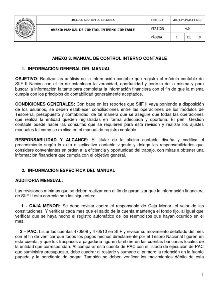 Manual de Control Interno Contable | PDF | Contabilidad | Dinero