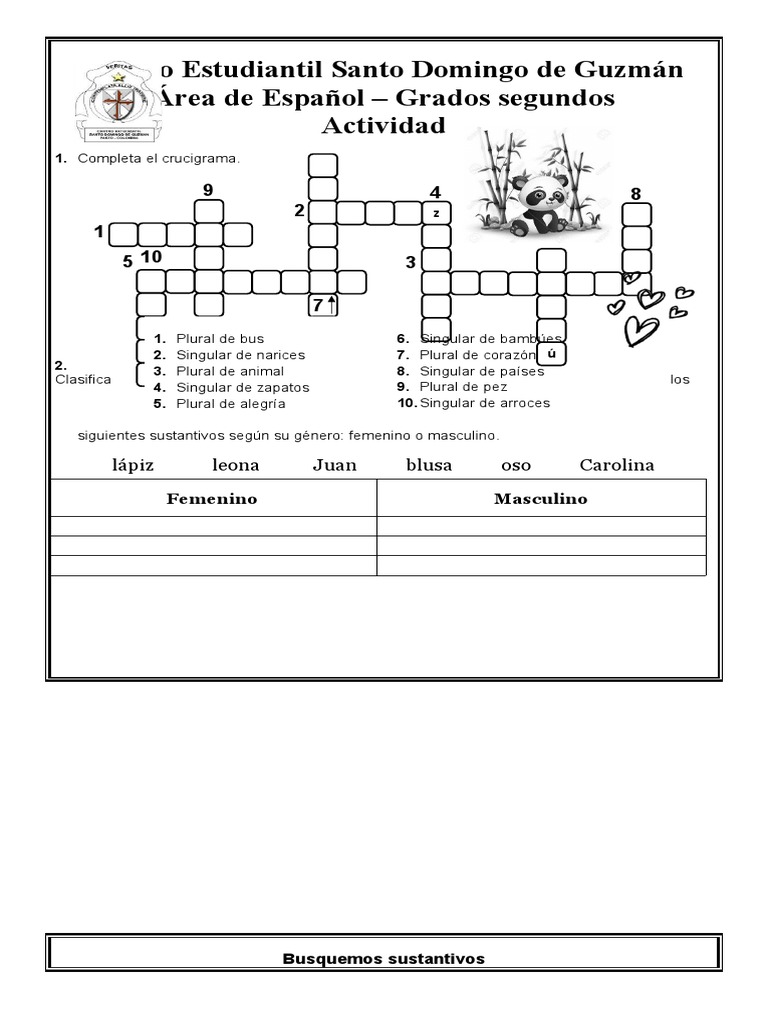 Genero y Numero Del Sustantivo | PDF | Lingüística | Relaciones sintácticas, image size:768x1024