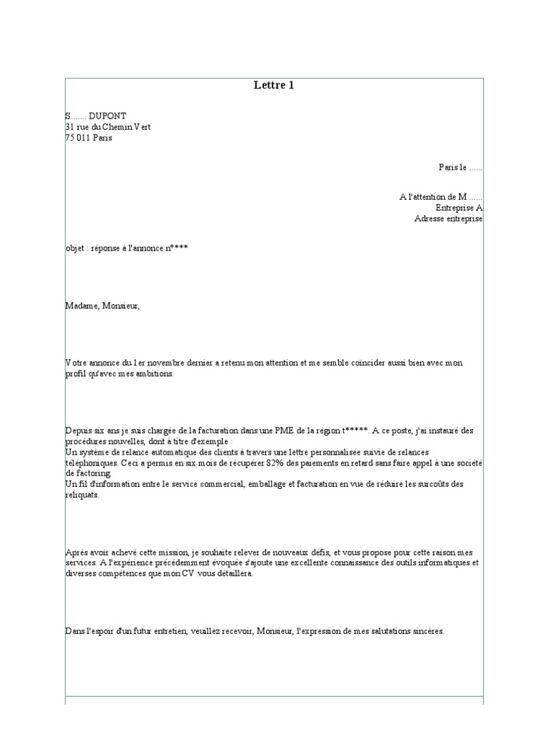 100 Lettres Et Mail de Motivations  Paris  Informatique