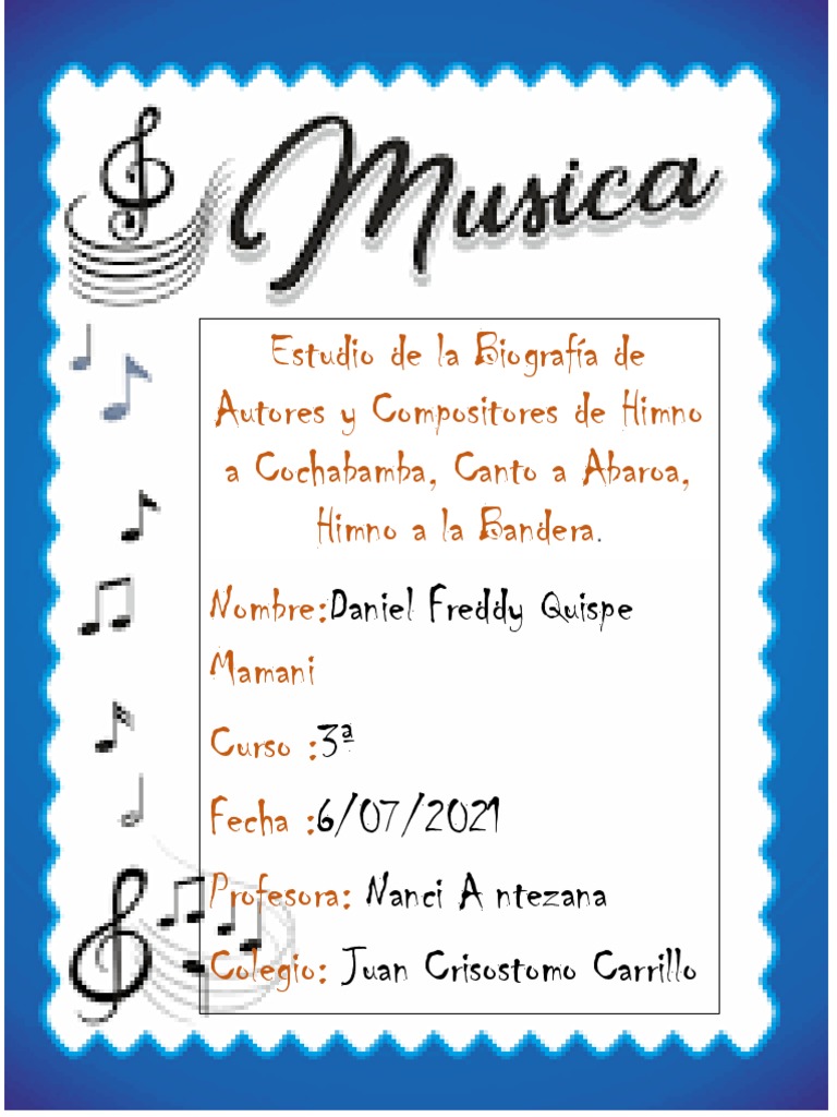 Historia Del Himno A Cochabamba Pdf