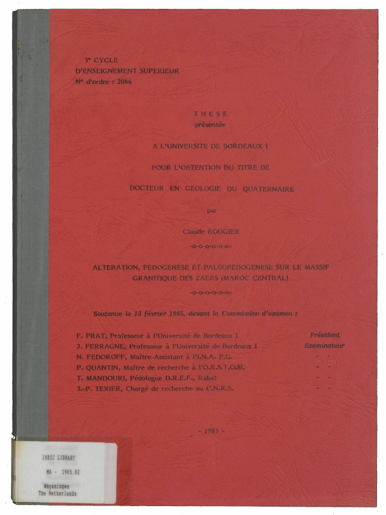 Alteration Pedogenese Et Paleopedogenese Sur Le M-Wageningen University and  Research 479800 | PDF | Granit | Sol (pédologie)