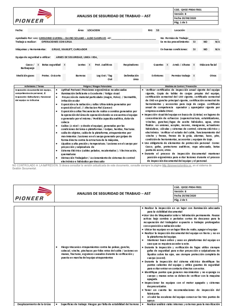 Análisis de Seguridad en Operaciones con Grúa | PDF | Grúa (máquina) |  Factores humanos y ergonomía