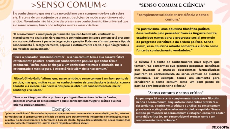Filosofia - Senso Comum | PDF | Science | Conhecimento