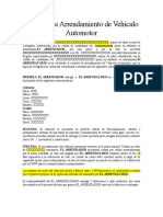 Contrato de Arrendamiento de Vehículo Automotor