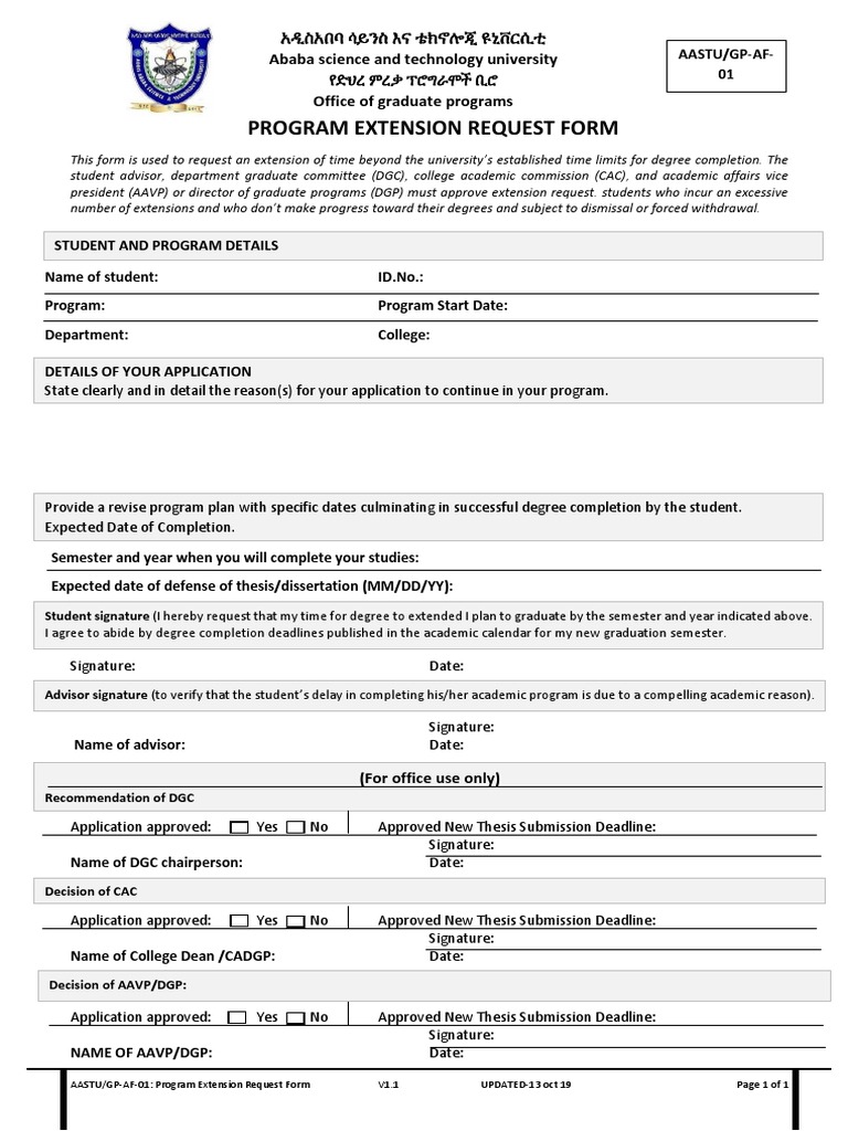 Program Extension Request Form | PDF | Thesis | Academia, image size:768x1024