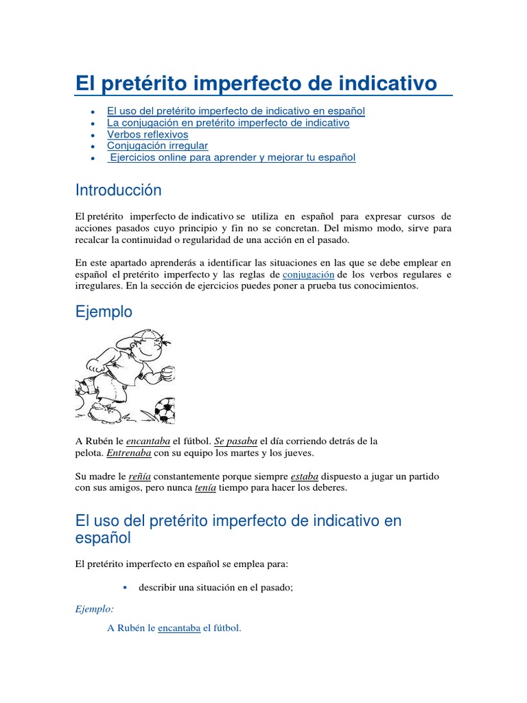 El Pretérito Imperfecto de Indicativo | PDF | Verbo | Conjugación ...