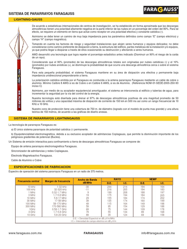 Hoja Tecnica Pararrayos | PDF | Aluminio | Relámpago
