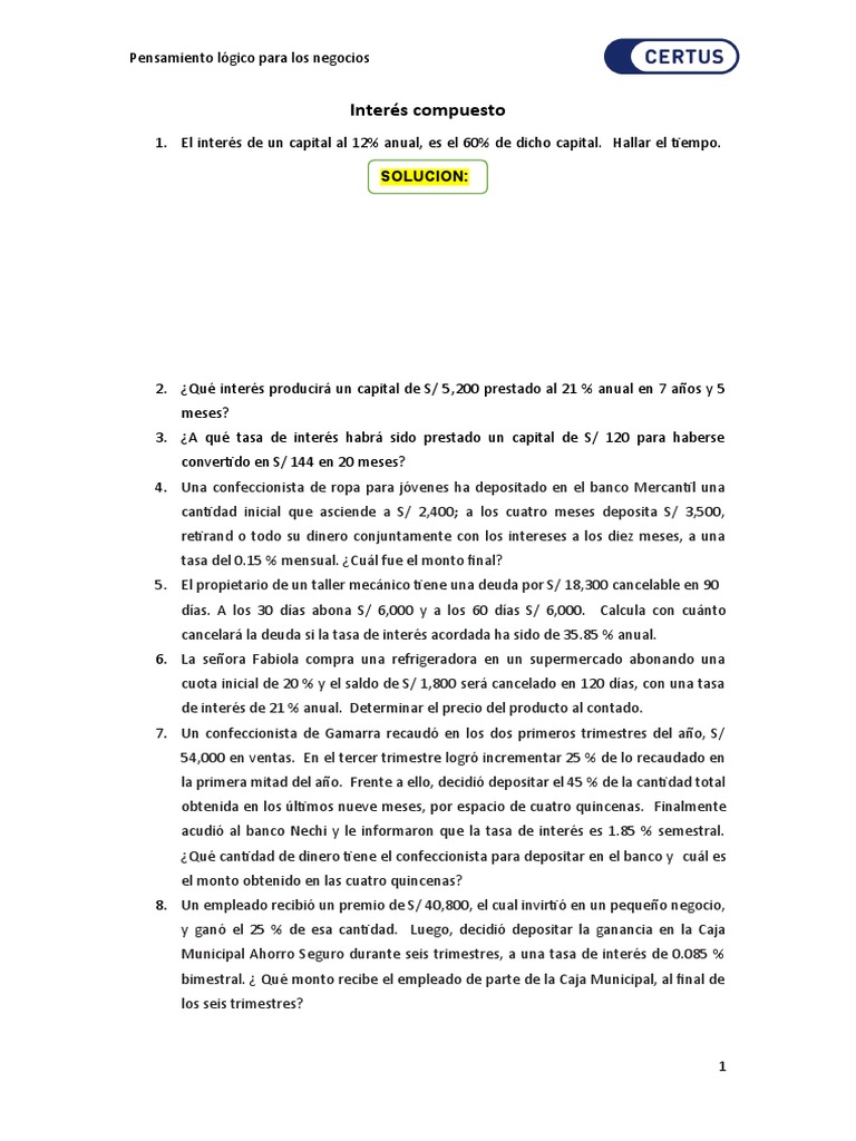 Interés Compuesto Pdf Bancos Tasas De Interés