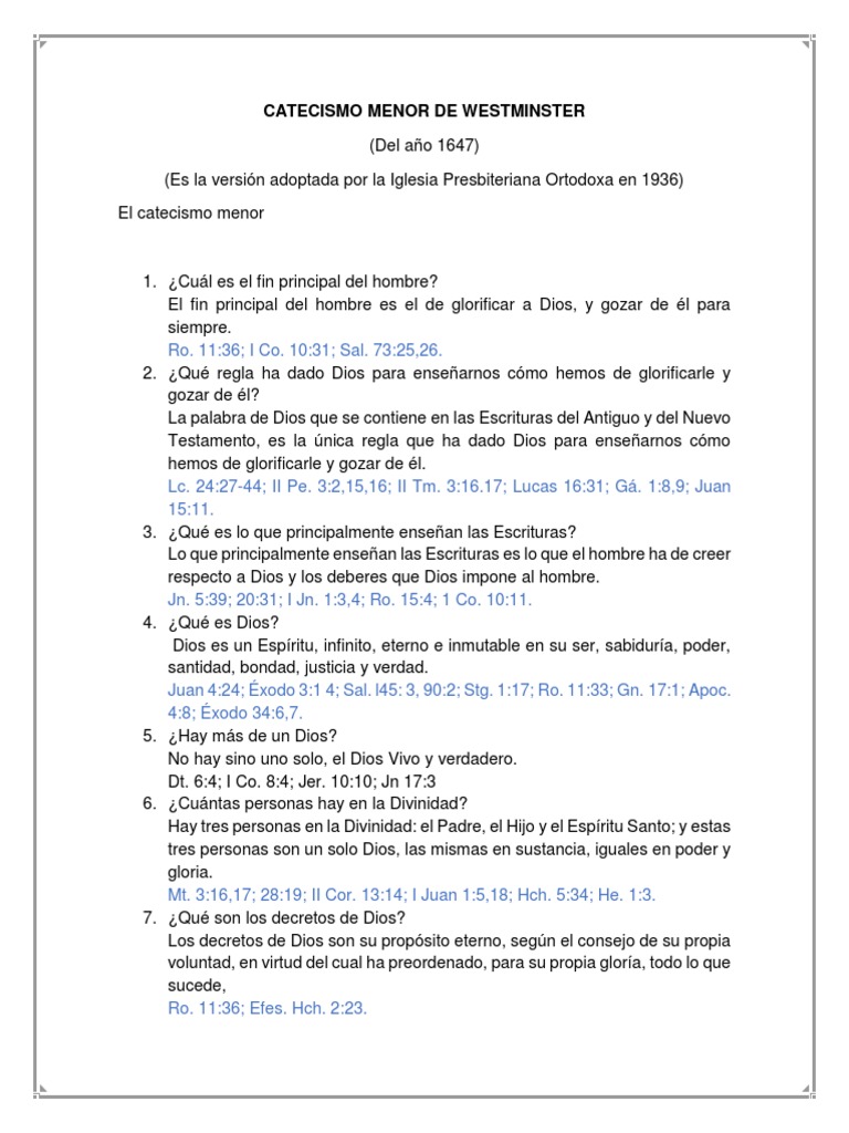 Catecismo Menor de Westminster PDF Cristo (título) Oración