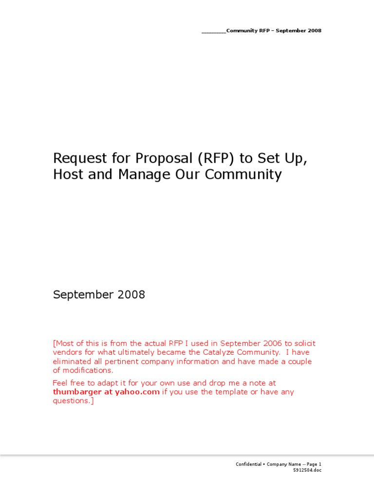 Community Management RFP Template | PDF | Request For Proposal ...
