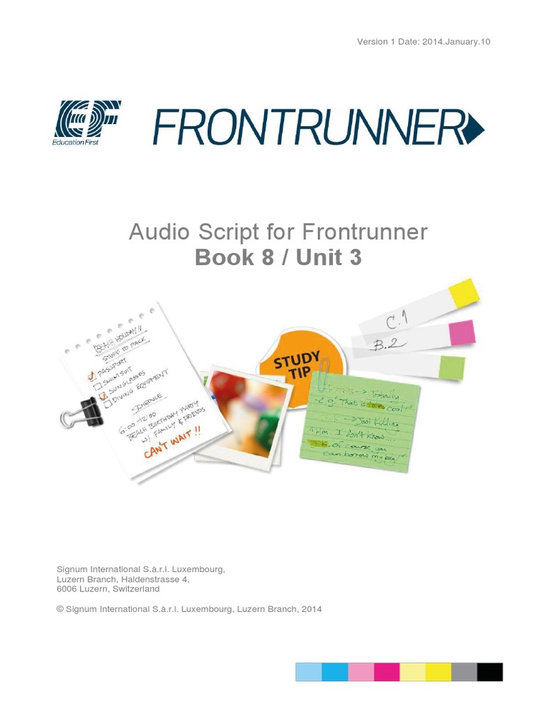 Audio Script For Frontrunner: Book 8 / Unit 3 | PDF