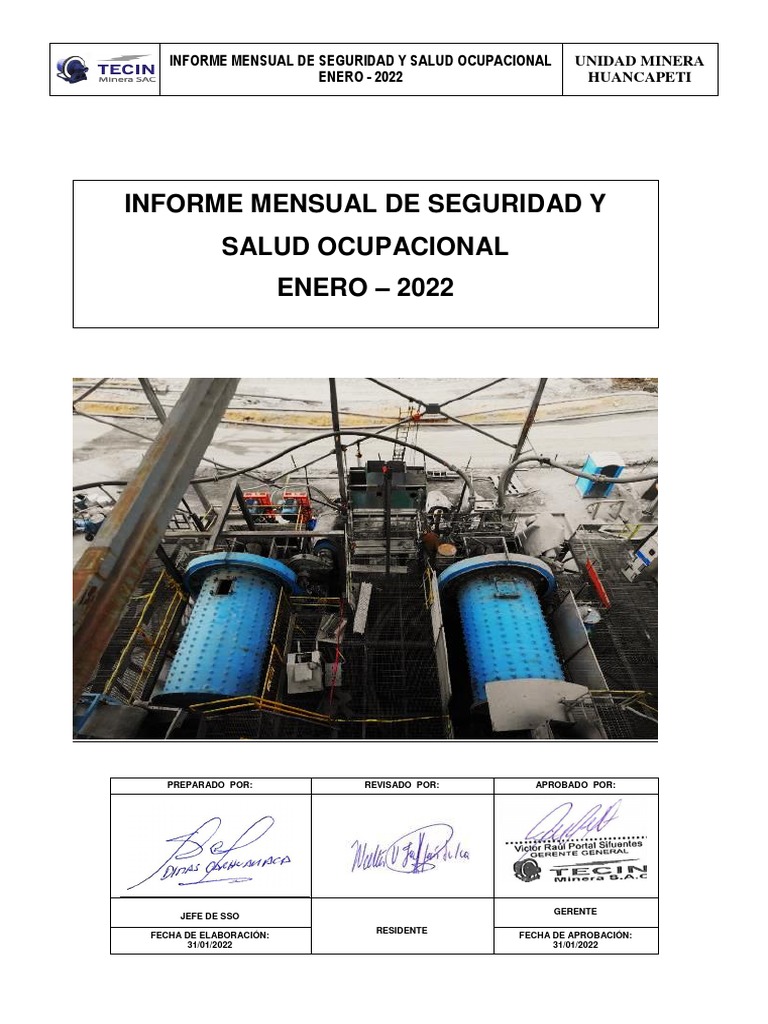 Informe Mensual Enero2022 Tecin | PDF | Seguridad y salud ocupacional ...