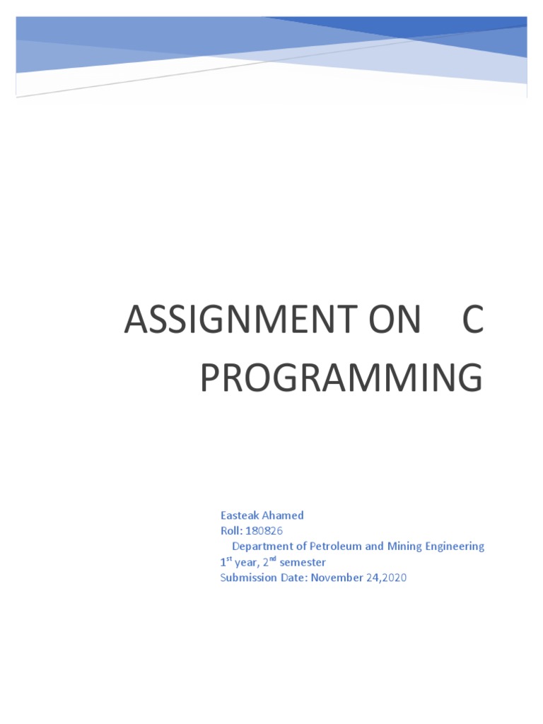 Assignment On C Programming | PDF | Integer (Computer Science ...