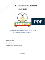 Tipos de Empresas Jurídicas Que La Ley en El Ecuador Permite Establecer