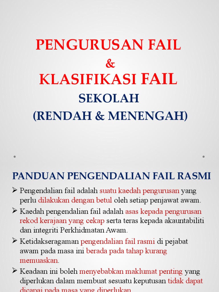 Pengurusan & Klasifikasi Fail Sekolah | PDF