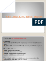 CSS Lists Links Tables Opacity