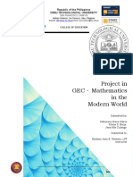 Project in GEC Mathematics in The Modern World: Republic of The Philippines Cebu Technological University