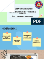 Universidad Central Del Ecuador Facultad de Filosofía, Letras y Ciencias de La Educación Ética y Pensamiento Universitario