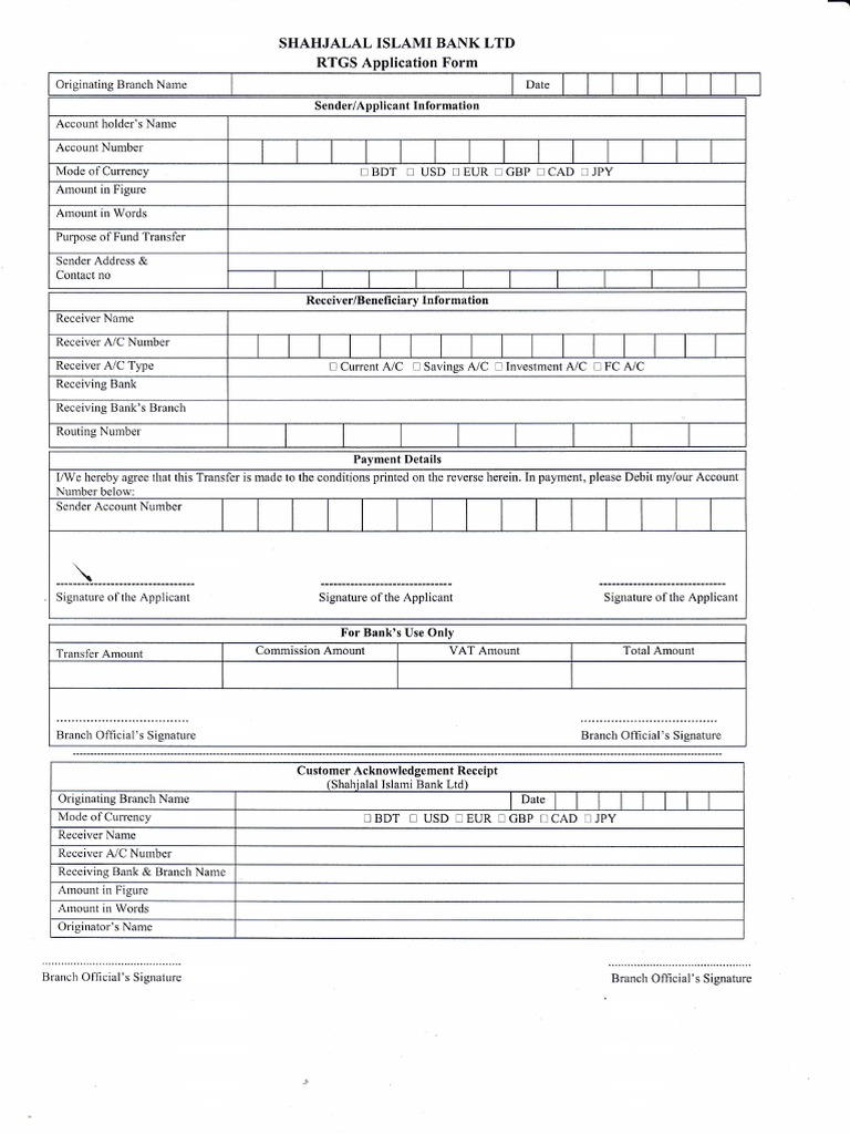 RTGS Application Form - 2022 | PDF | Debit Card | Banks