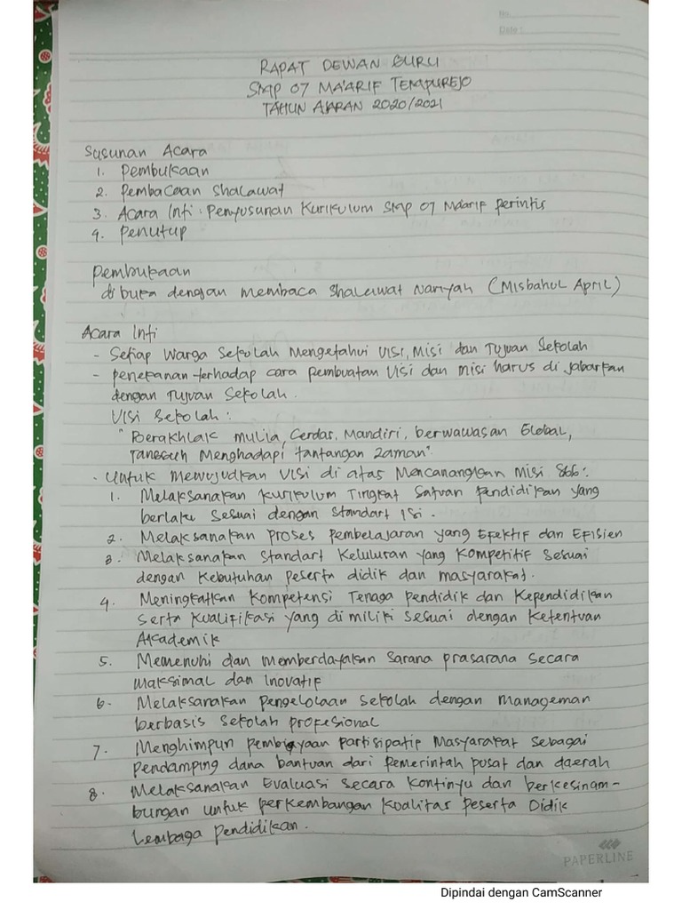 Rapat Penyusunan Kurikulum (Notulen) | PDF