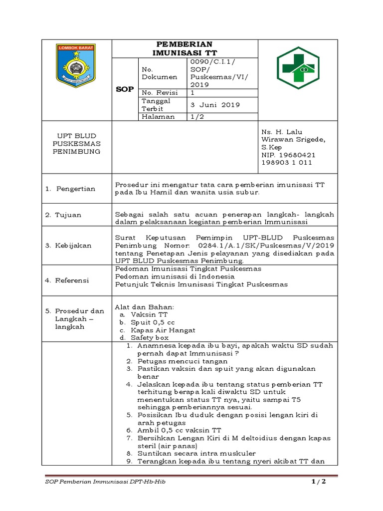 Prosedur Imunisasi TT untuk Ibu Hamil | PDF