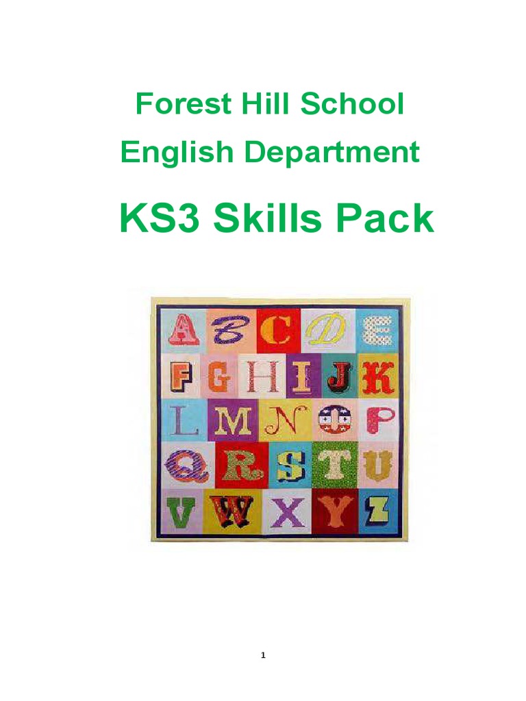 Forest Hill School English Department KS3 Skills Pack PDF Verb Noun