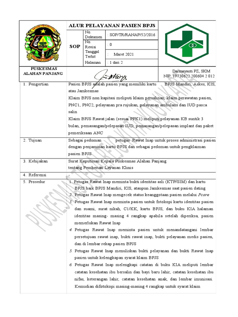 Sop Klaim Bpjs 1 2 Pdf