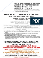 Expected 8 KLT Examination This 2011 "One Time Exam For This Year"